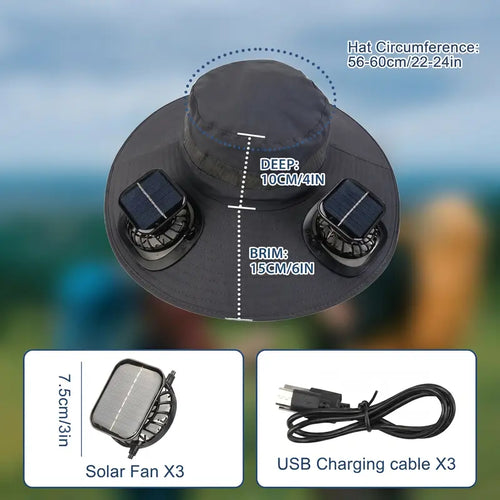 Flexmate Pro - Triple Solar-Fan Cooling Hat